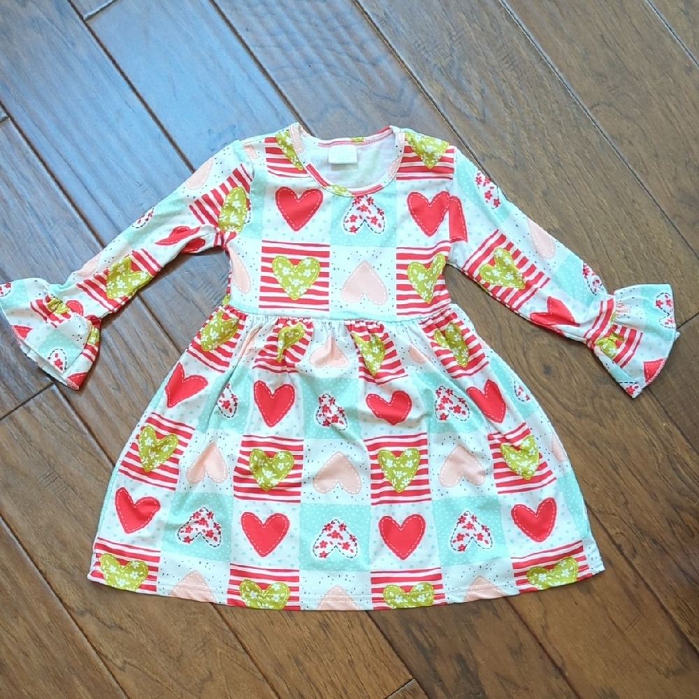 Adorable Heart Patterned Kids Dress